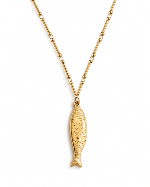 Golden Sardine Pendant Necklace