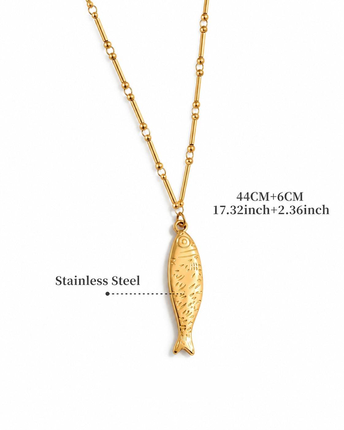 Golden Sardine Pendant Necklace