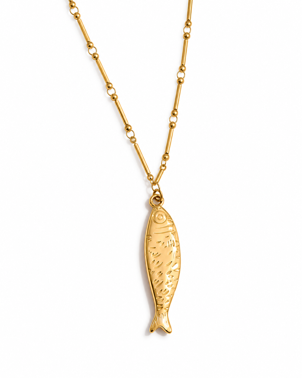 Golden Sardine Pendant Necklace