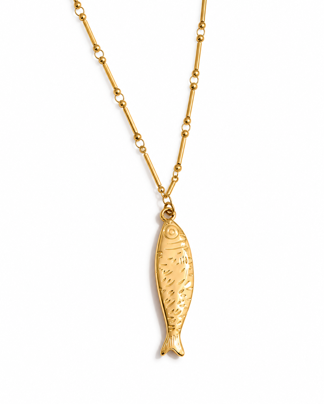Golden Sardine Pendant Necklace