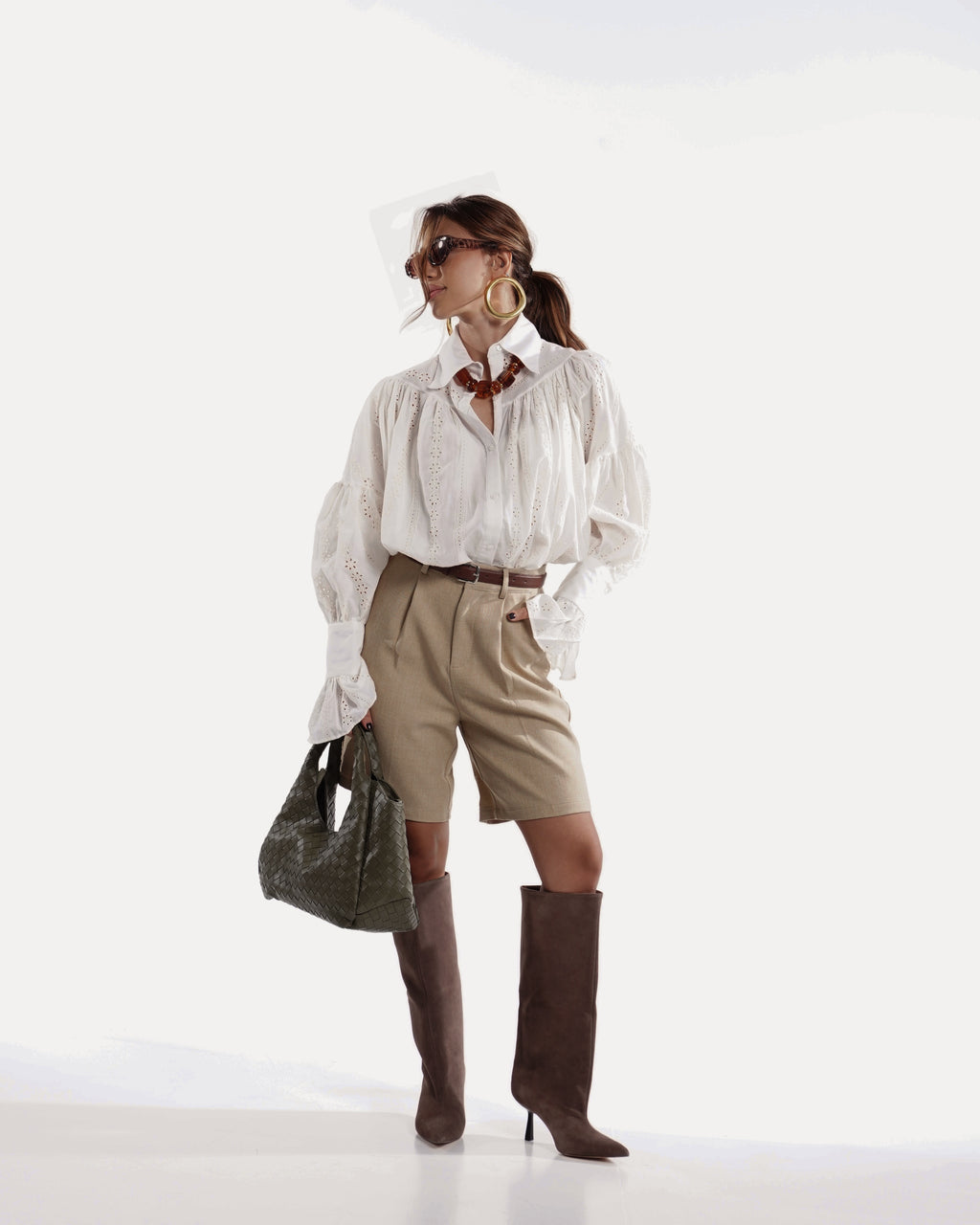 Belted Tailored Bermuda Shorts