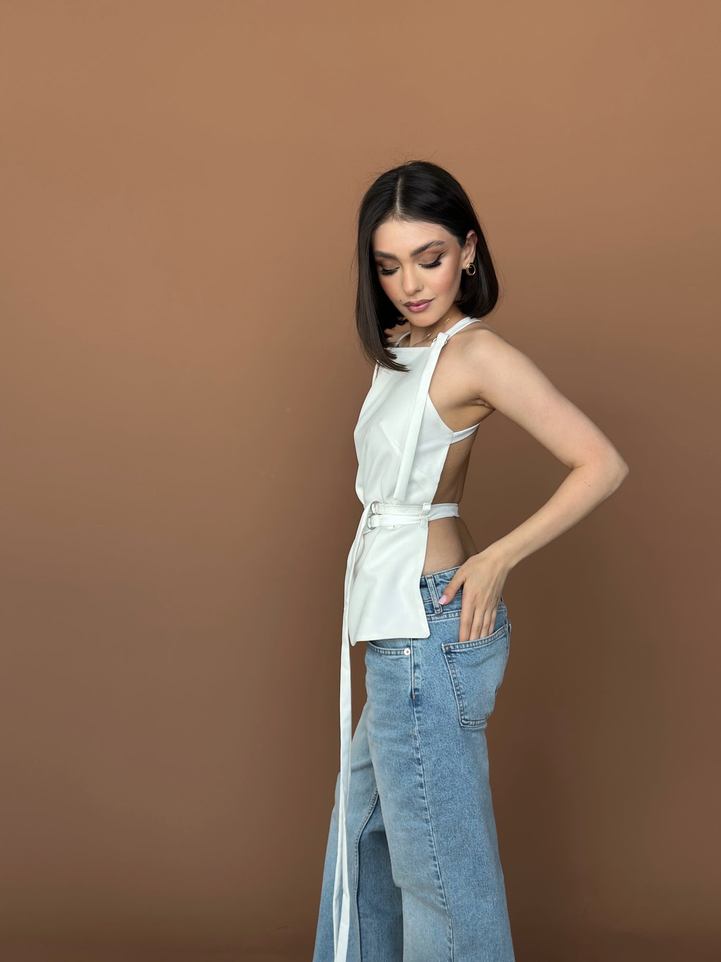 Open-back halter top