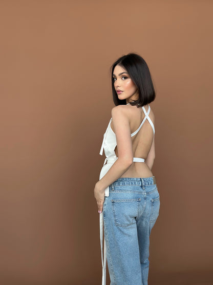Open-back halter top
