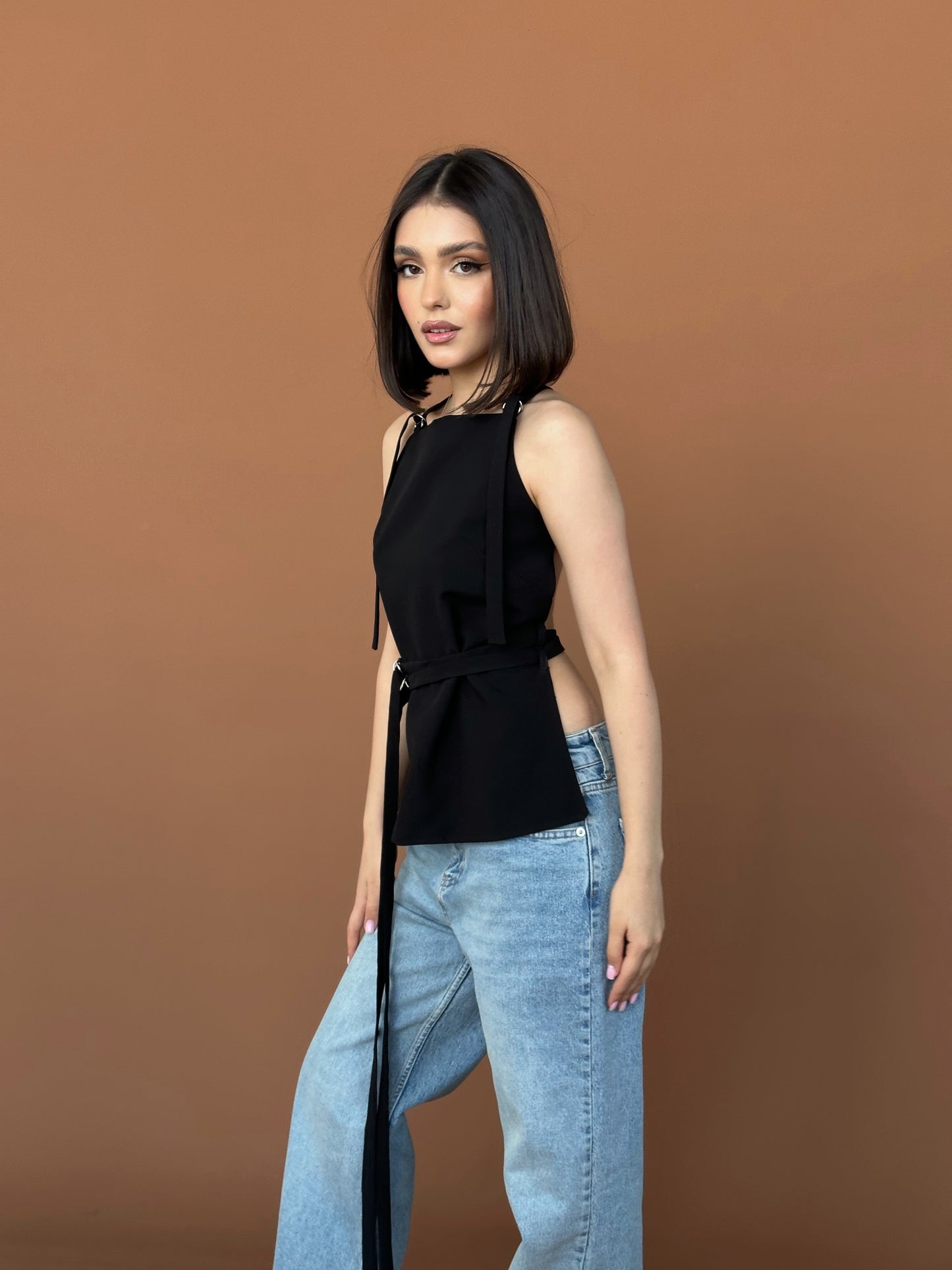 Open-back halter top