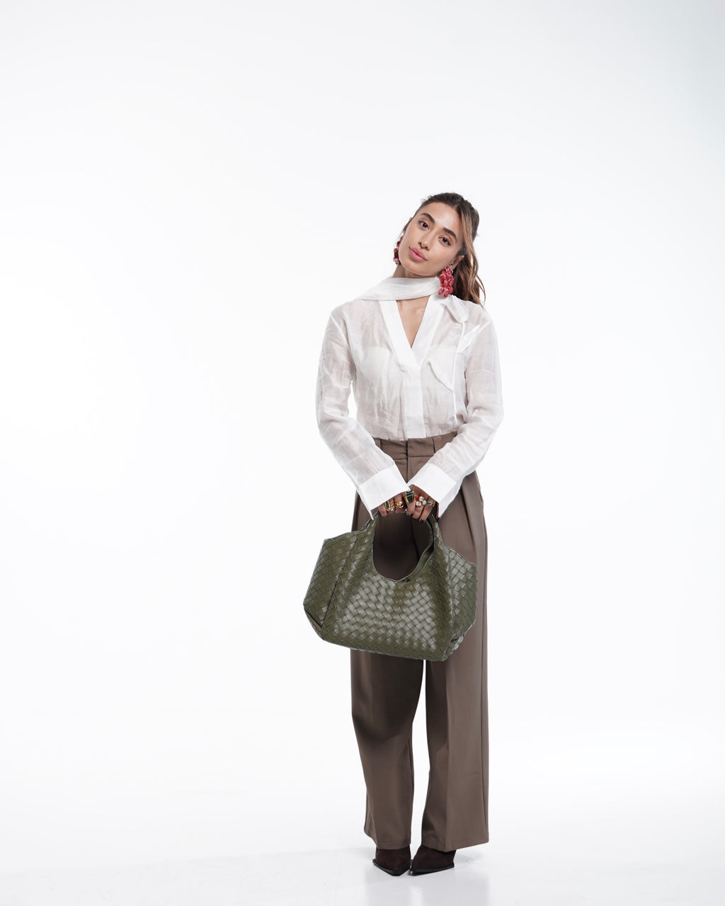 Cappuccino High-Waist Wide-Leg Trousers
