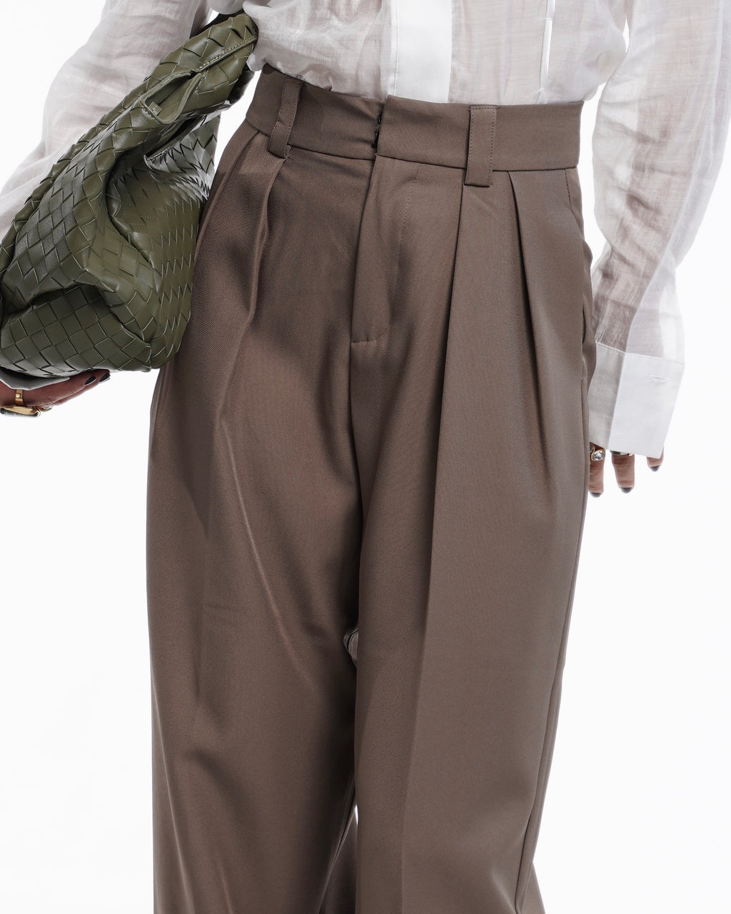 Cappuccino High-Waist Wide-Leg Trousers