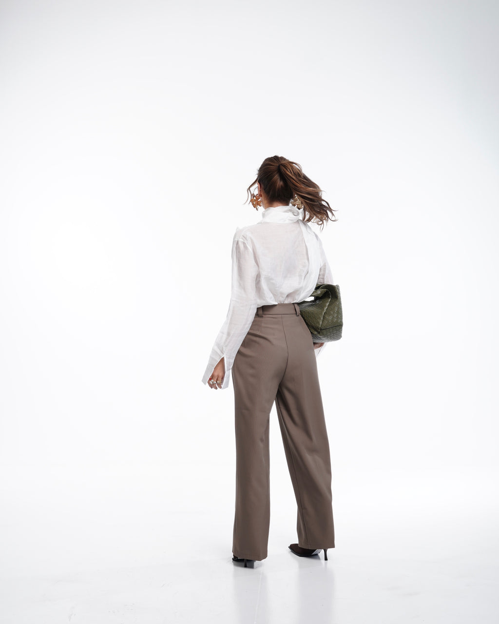 Cappuccino High-Waist Wide-Leg Trousers
