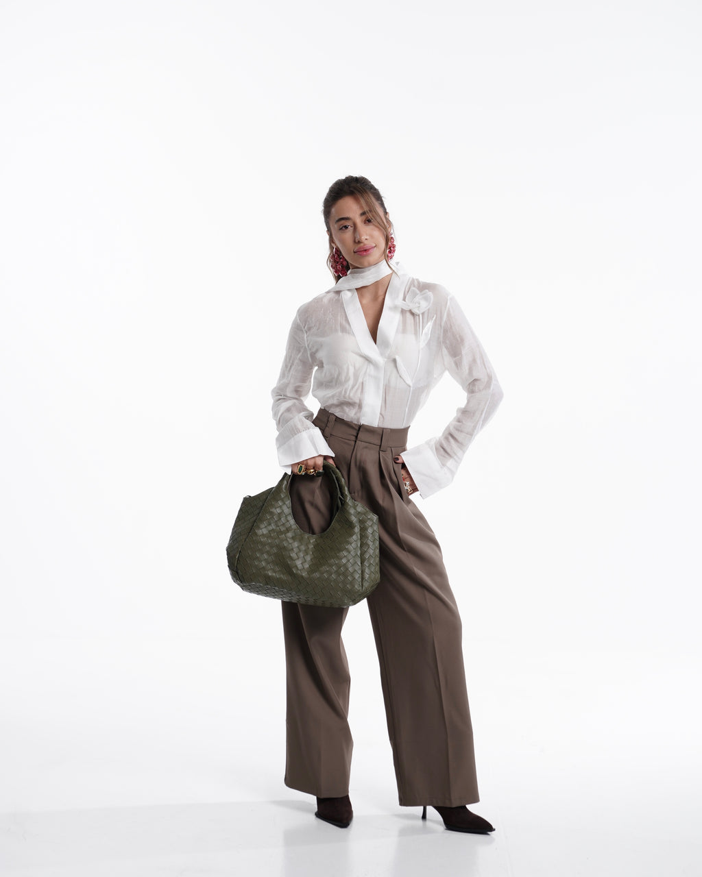 Cappuccino High-Waist Wide-Leg Trousers