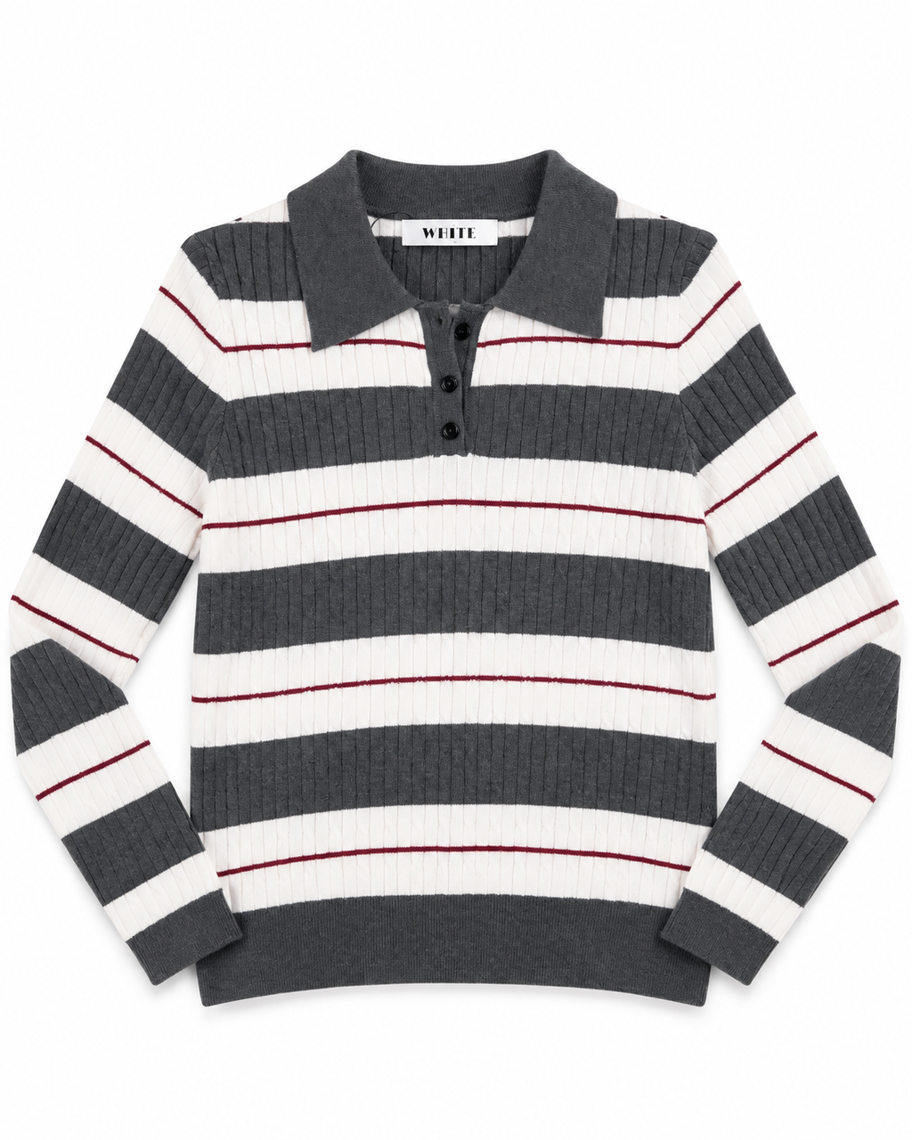 Stripe Cable Knit Polo