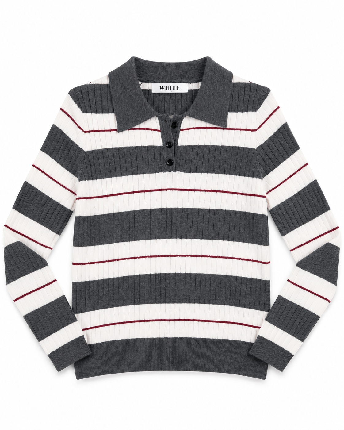 Stripe Cable Knit Polo