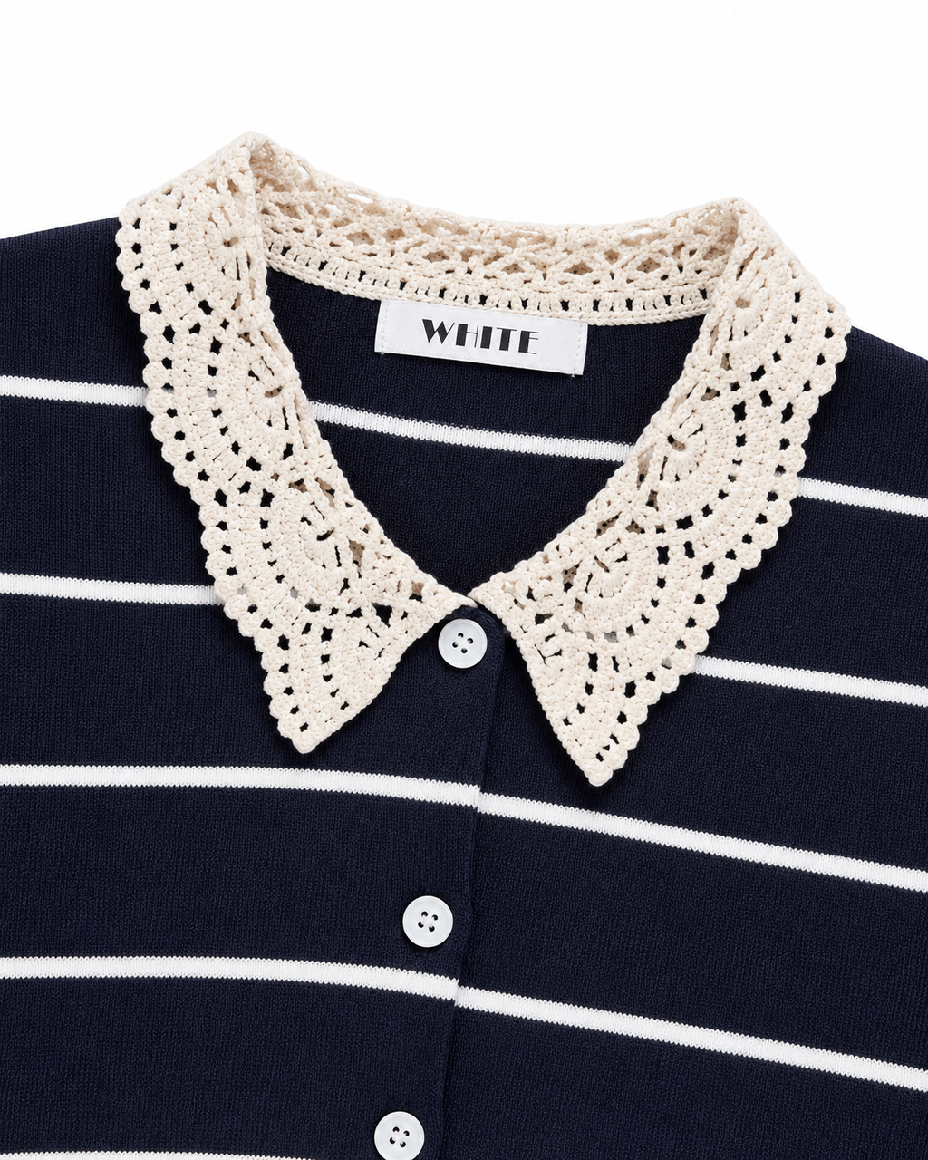 Burgundy Striped Crochet Collar Cardigan