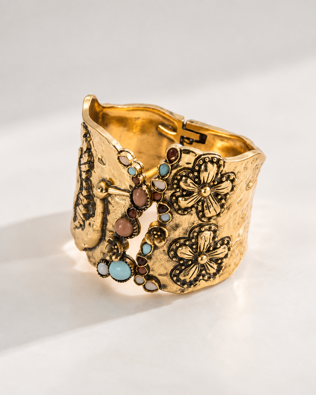 Vintage Floral Statement Cuff Bracelet