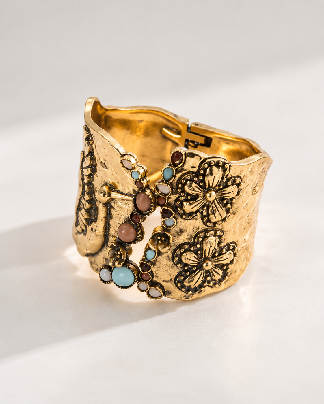 Vintage Floral Statement Cuff Bracelet