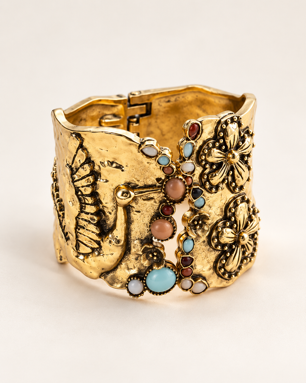 Vintage Floral Statement Cuff Bracelet