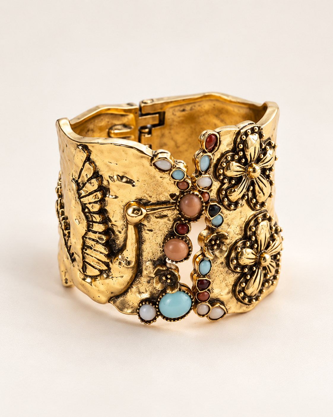 Vintage Floral Statement Cuff Bracelet