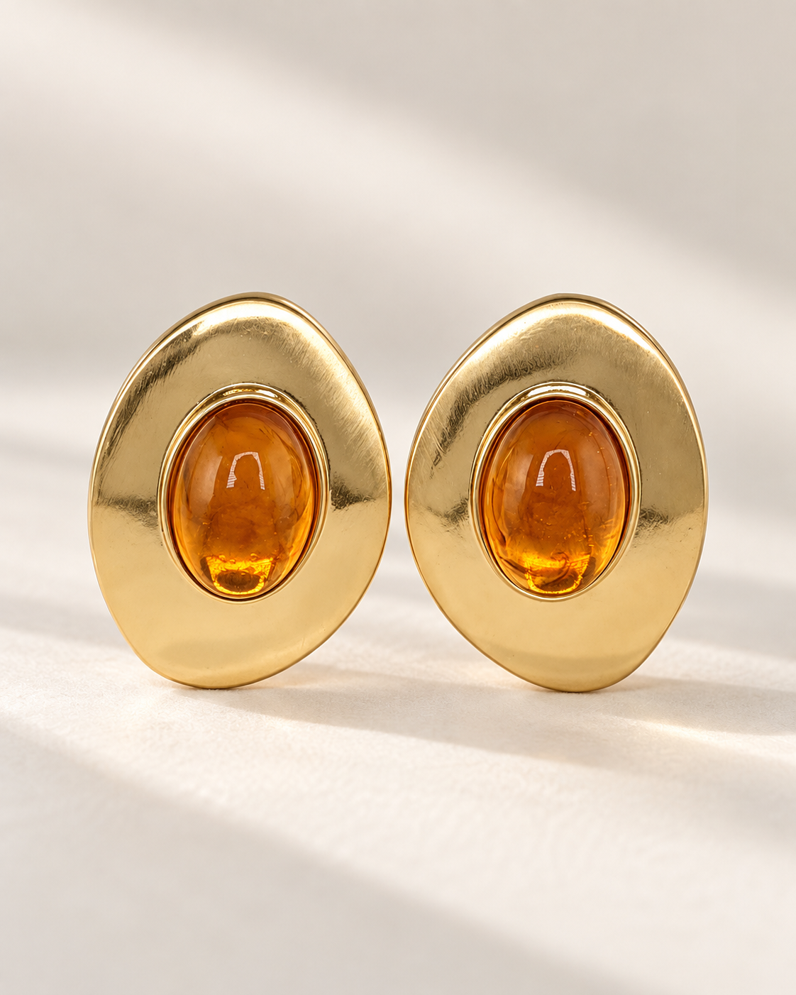 Amber Oval Statement Earrings