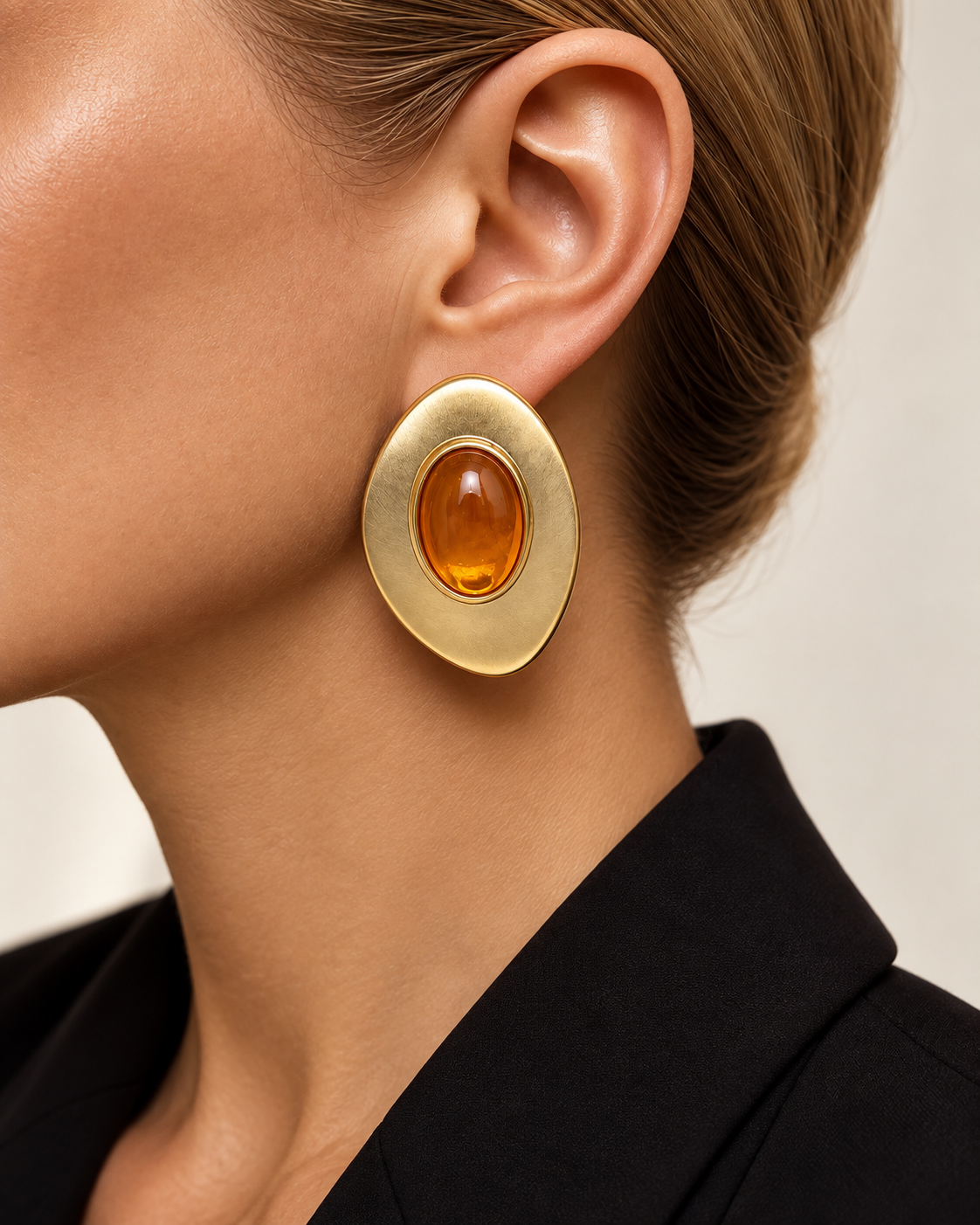 Amber Oval Statement Earrings