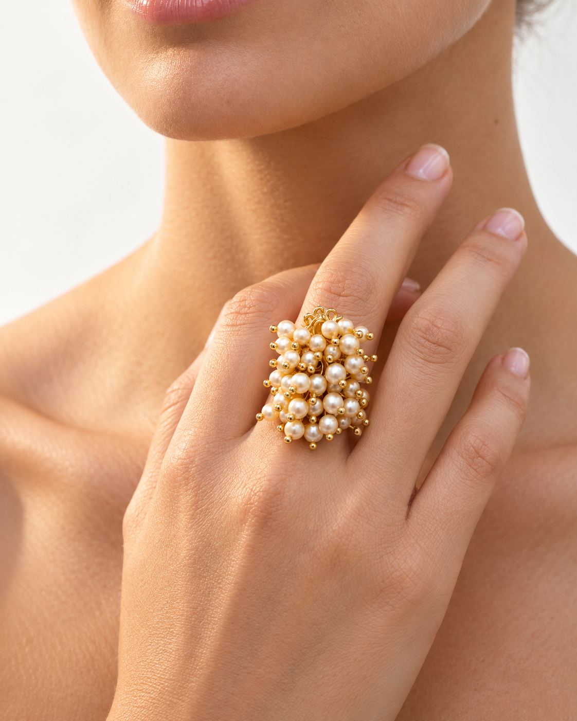 Pearl Cluster Statement Ring