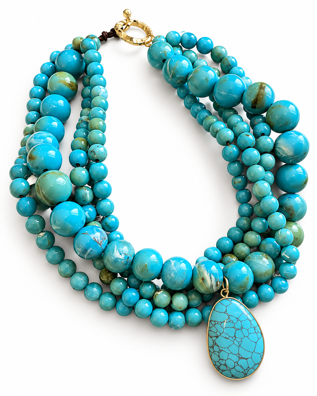 Turquoise Beaded Drop Pendant Necklace