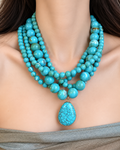 Turquoise Beaded Drop Pendant Necklace