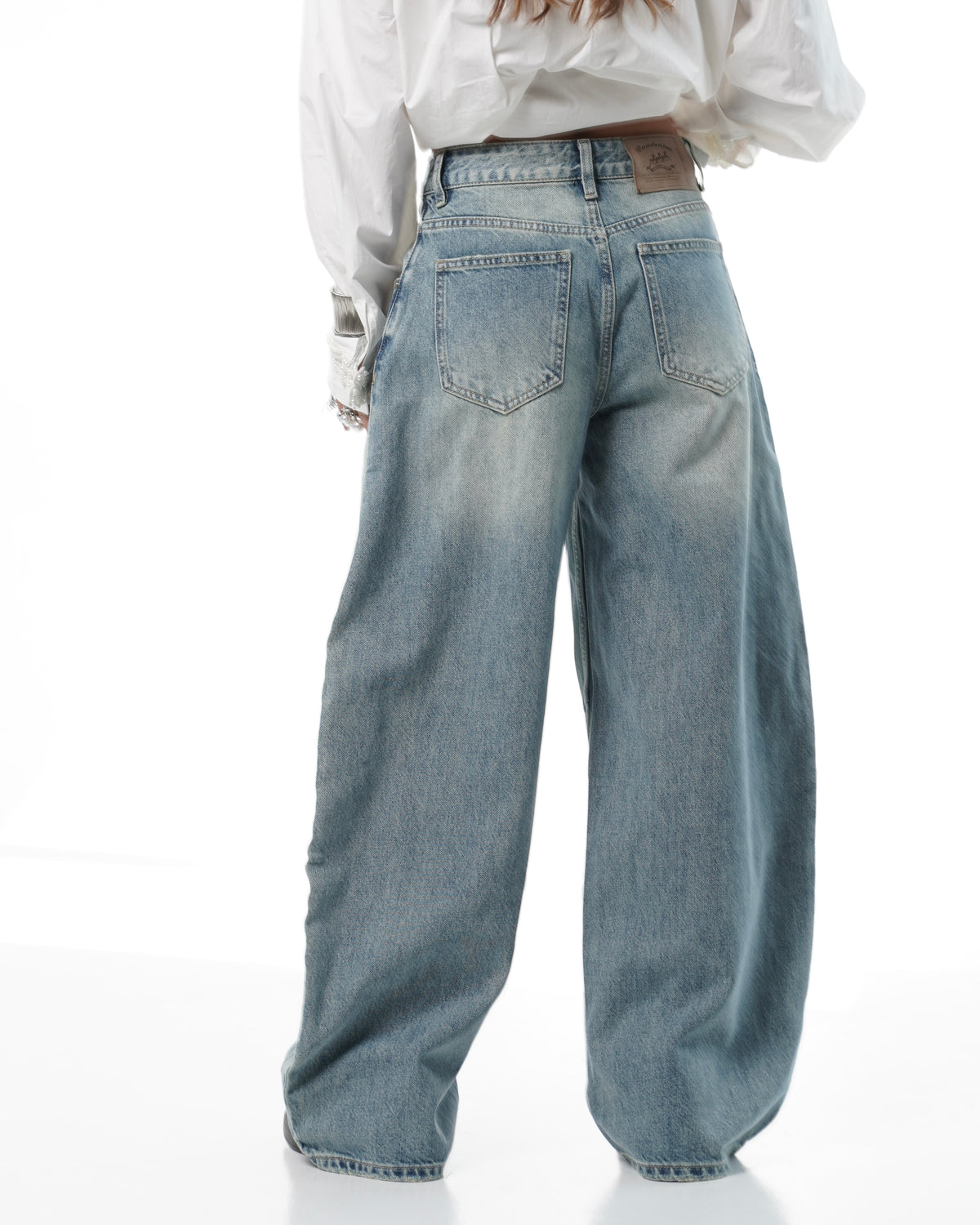 Light Blue Washed Wide-Leg Jeans