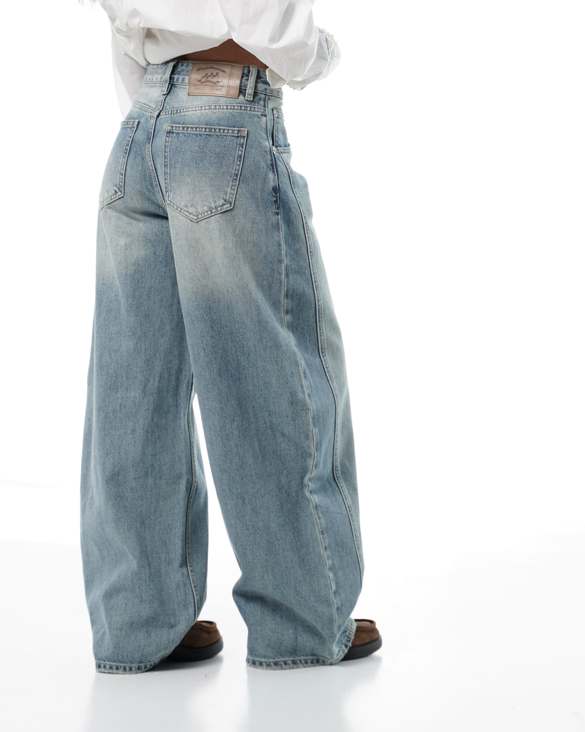 Light Blue Washed Wide-Leg Jeans