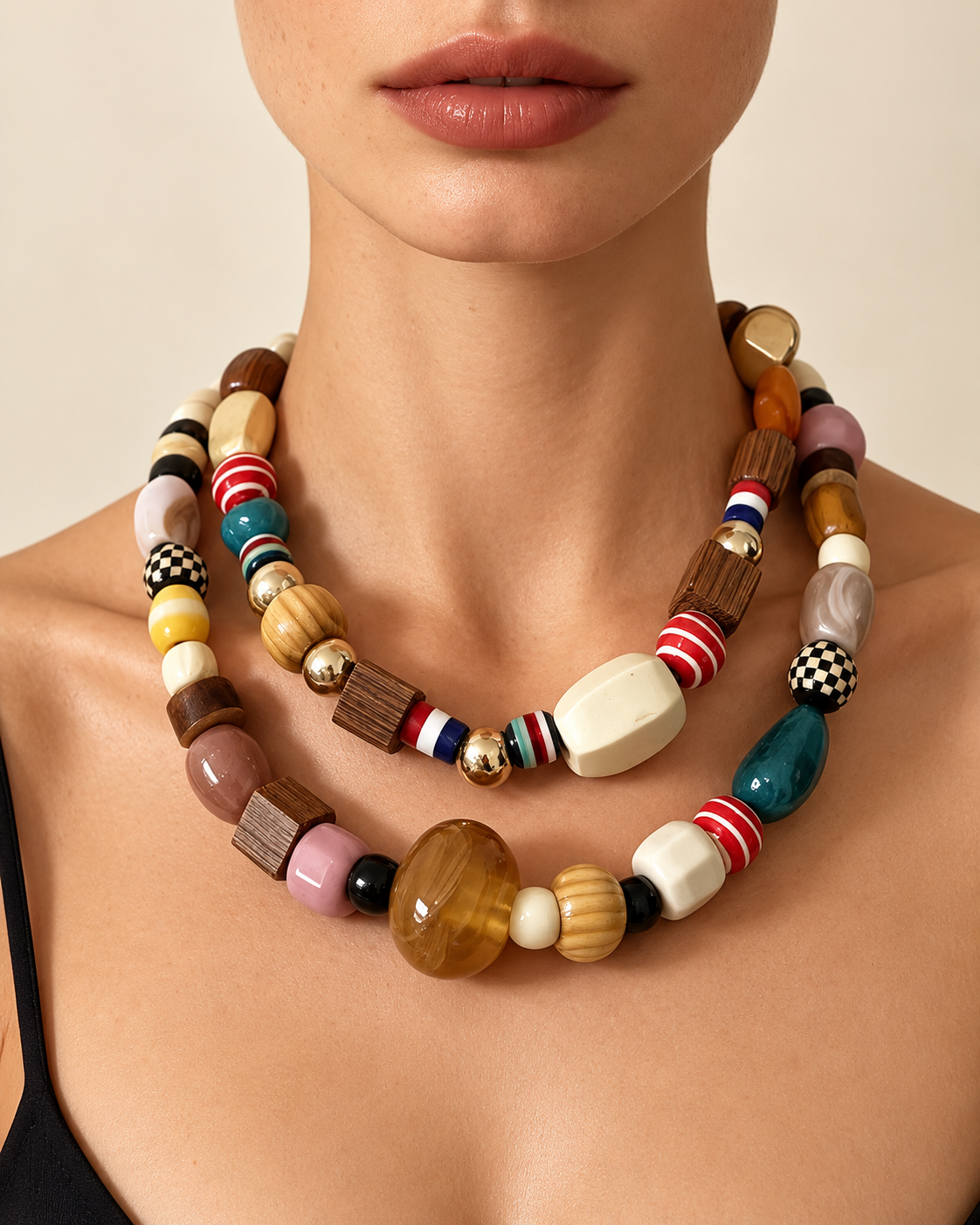 Colorful Chunky Beaded Necklace Set
