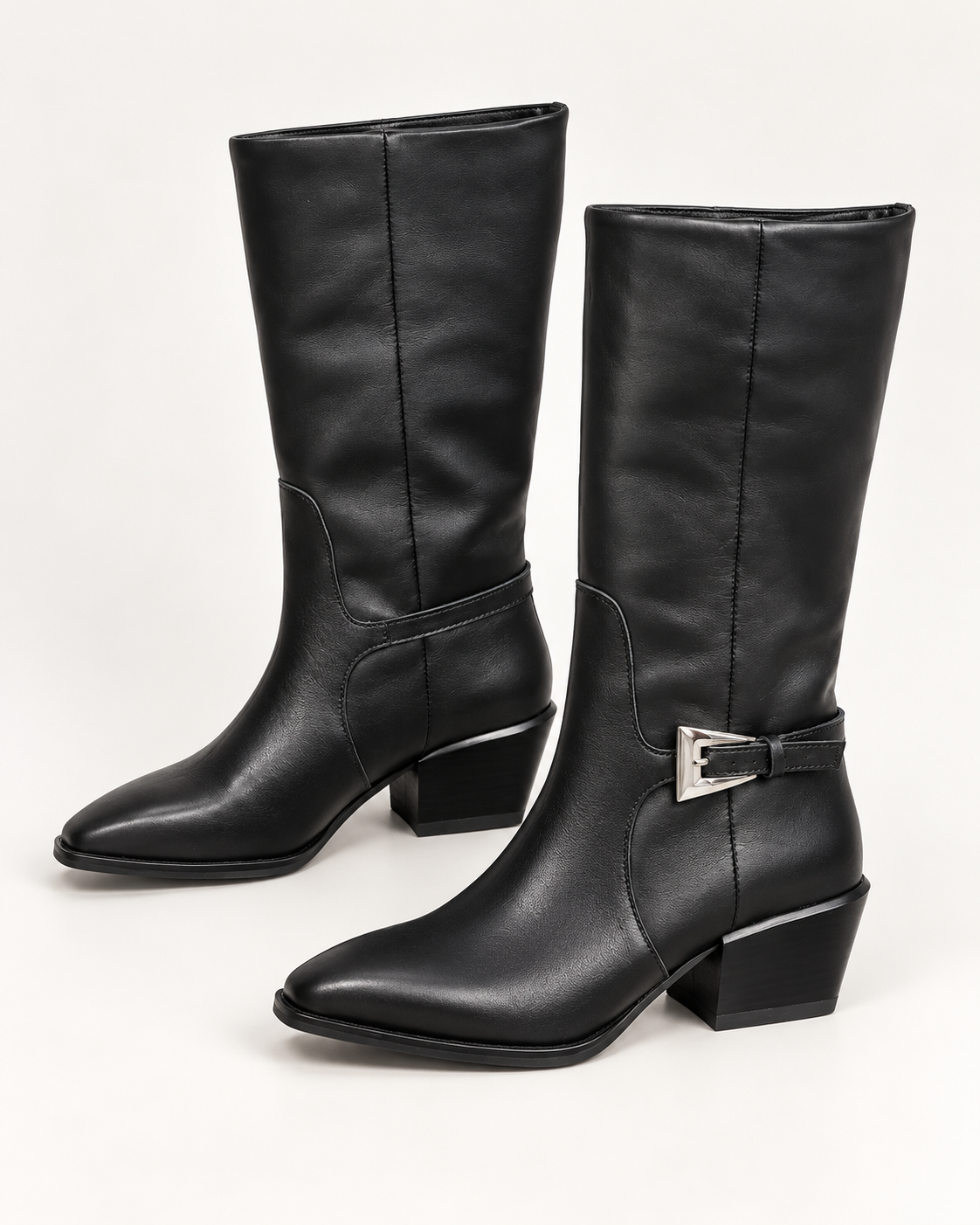 Women's Buckle Detail Mid-Calf Boots