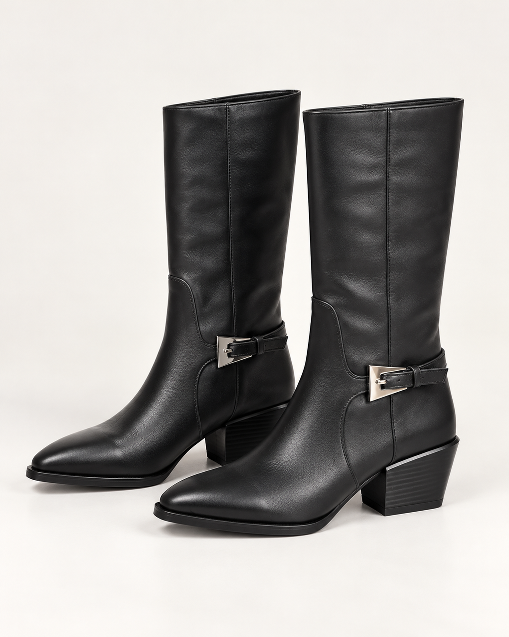 Women's Buckle Detail Mid-Calf Boots