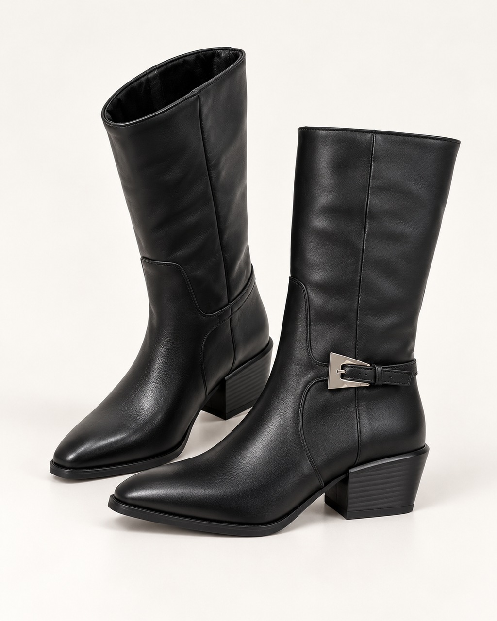 Women's Buckle Detail Mid-Calf Boots