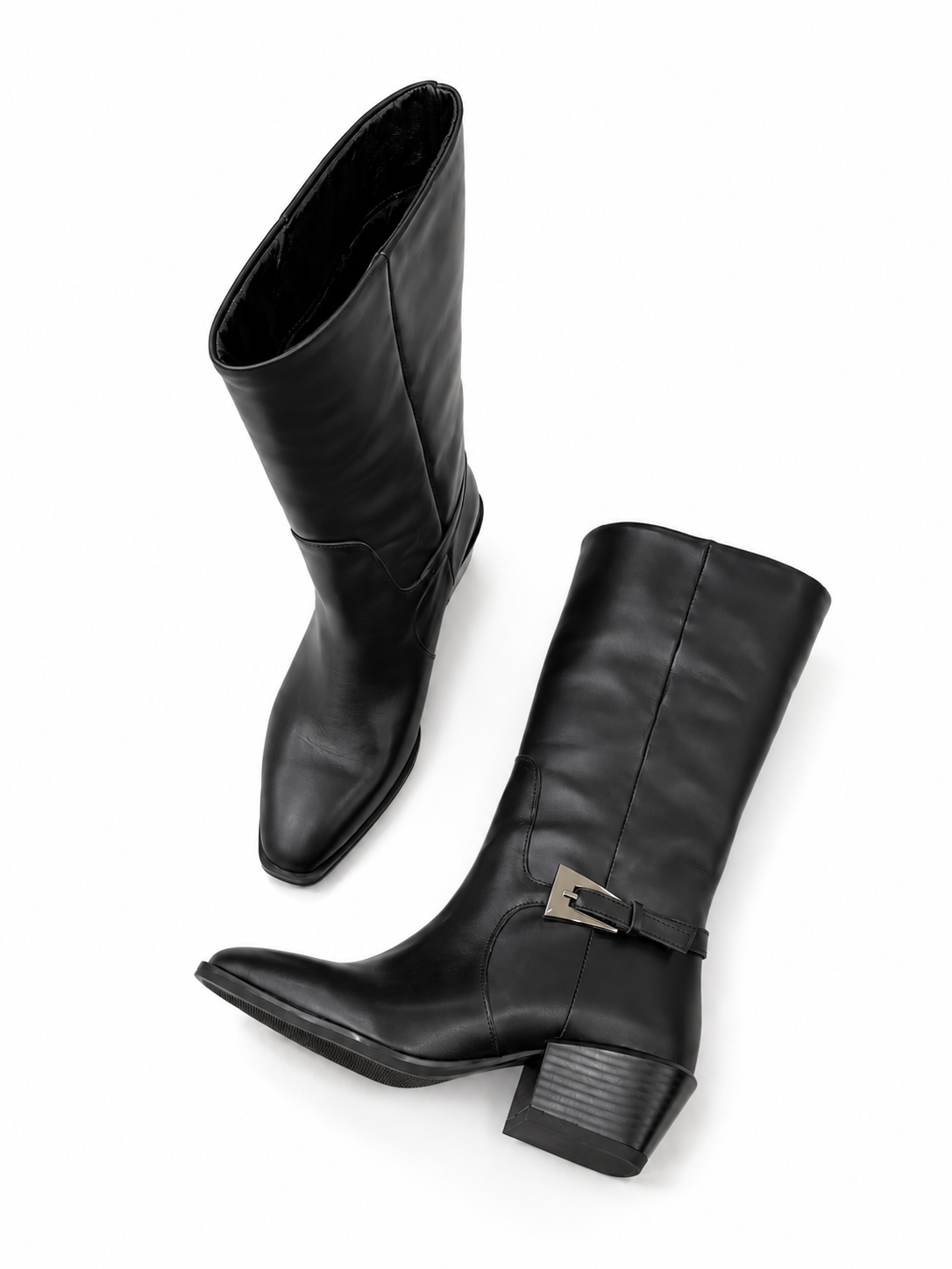 Women's Buckle Detail Mid-Calf Boots