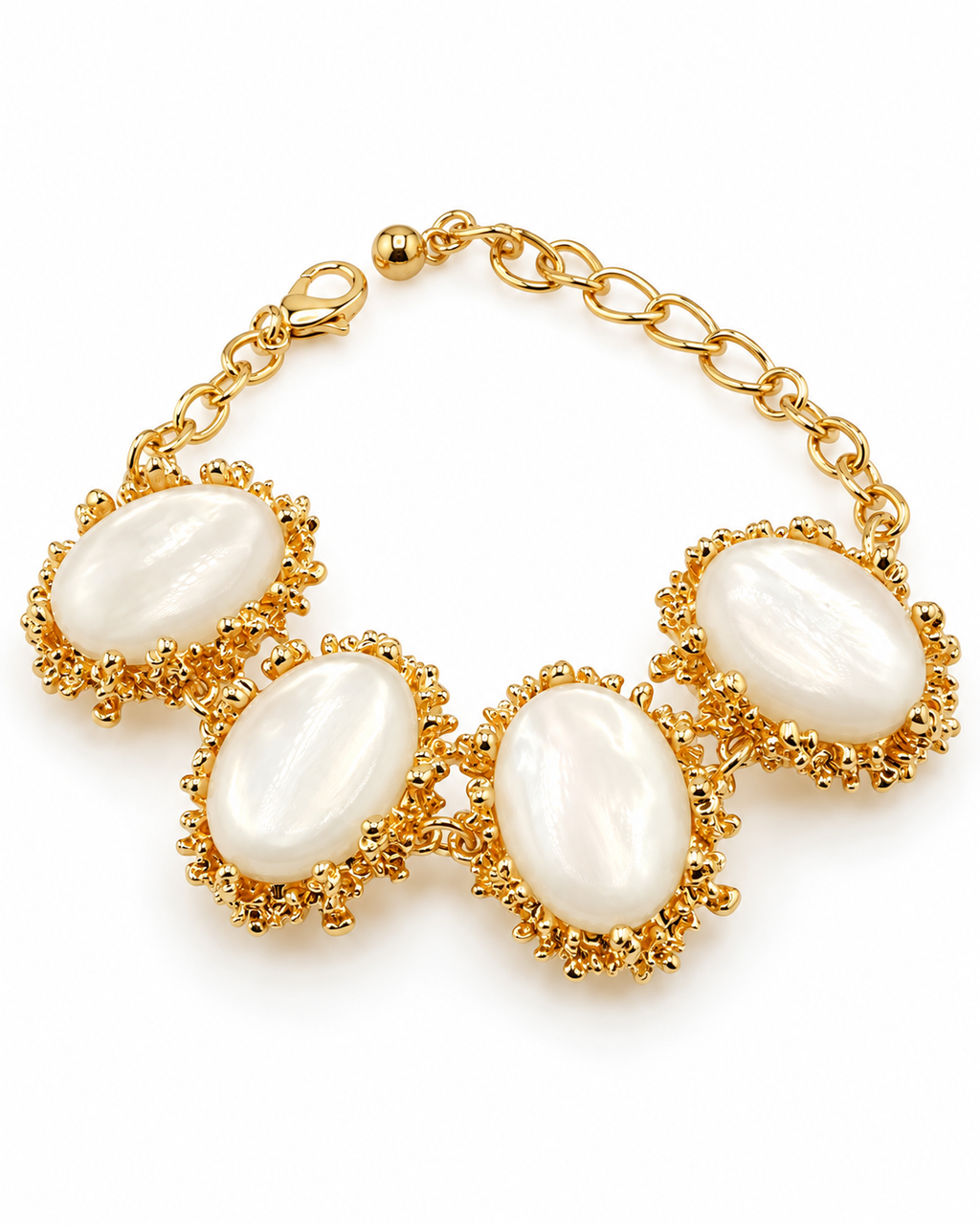 Ivory Oval Stone Statement Bracelet