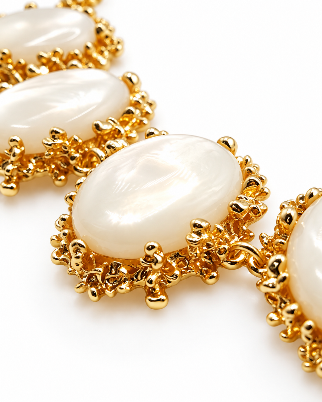 Ivory Oval Stone Statement Bracelet