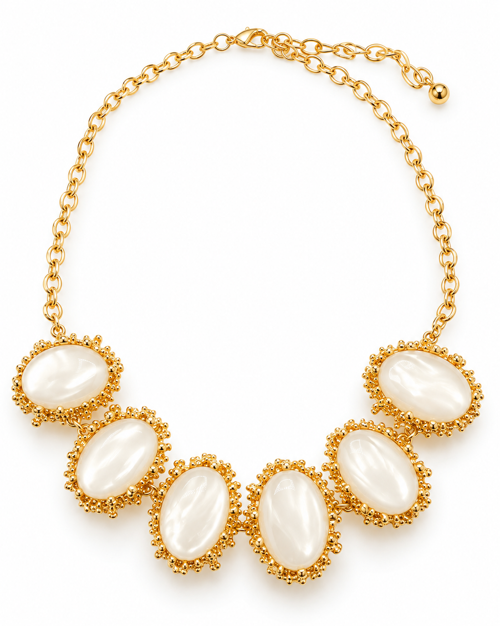 Ivory Oval Stone Statement Necklace