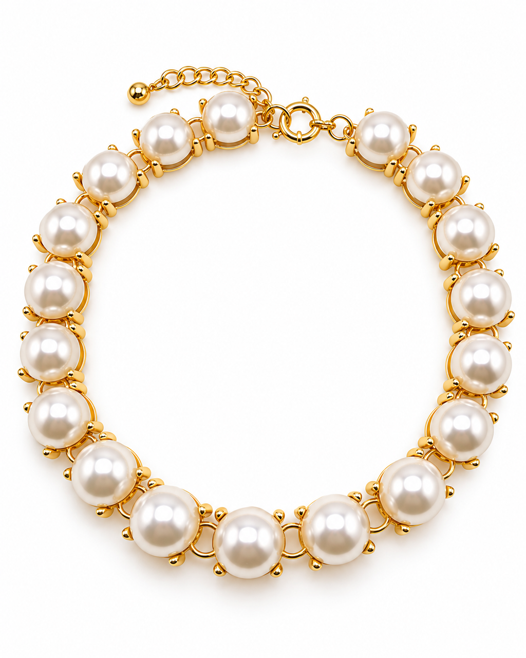 Pearl-Style Gold-Tone Choker Necklace