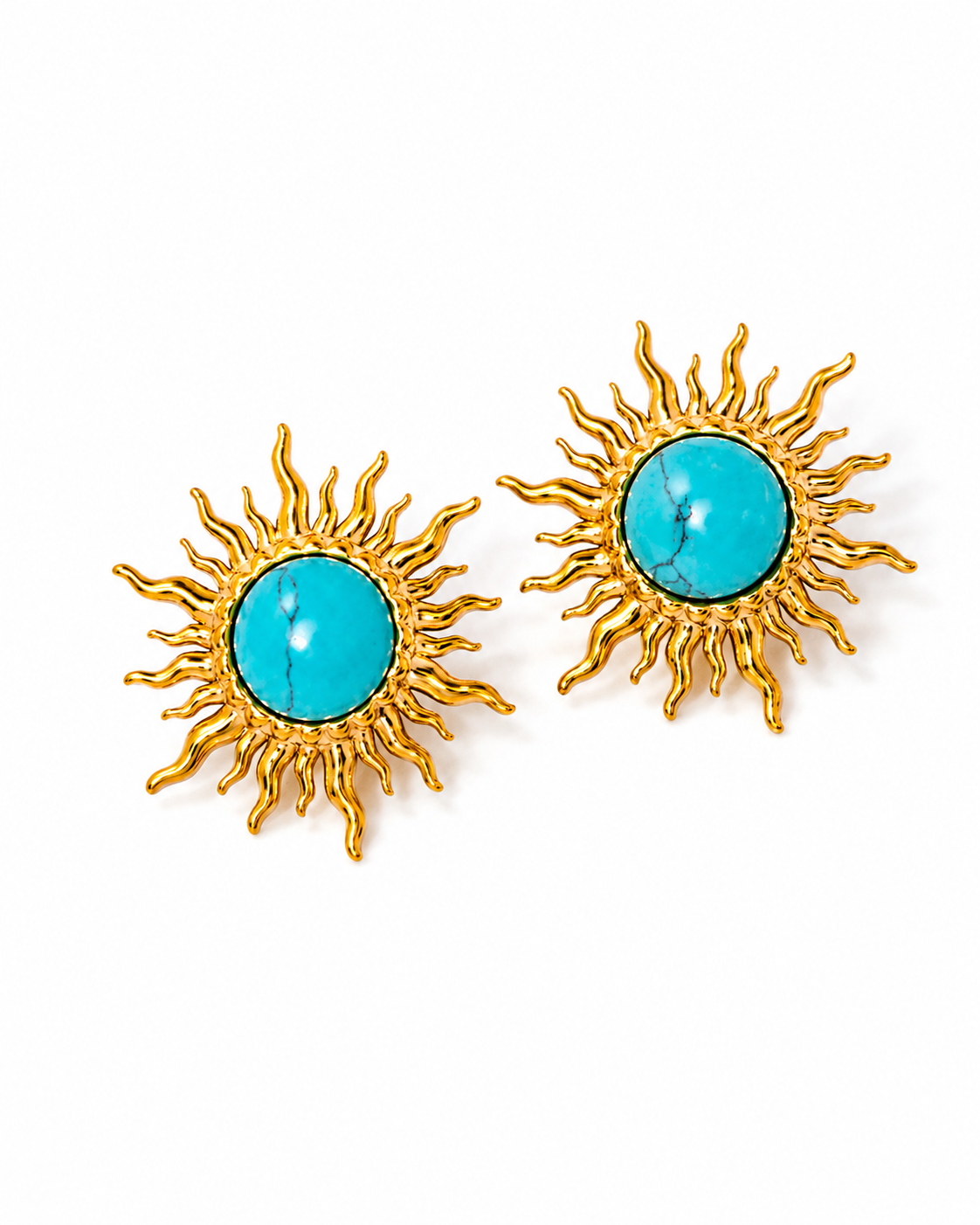 Solara փիրուզագույն Sunburst Statement ականջօղեր