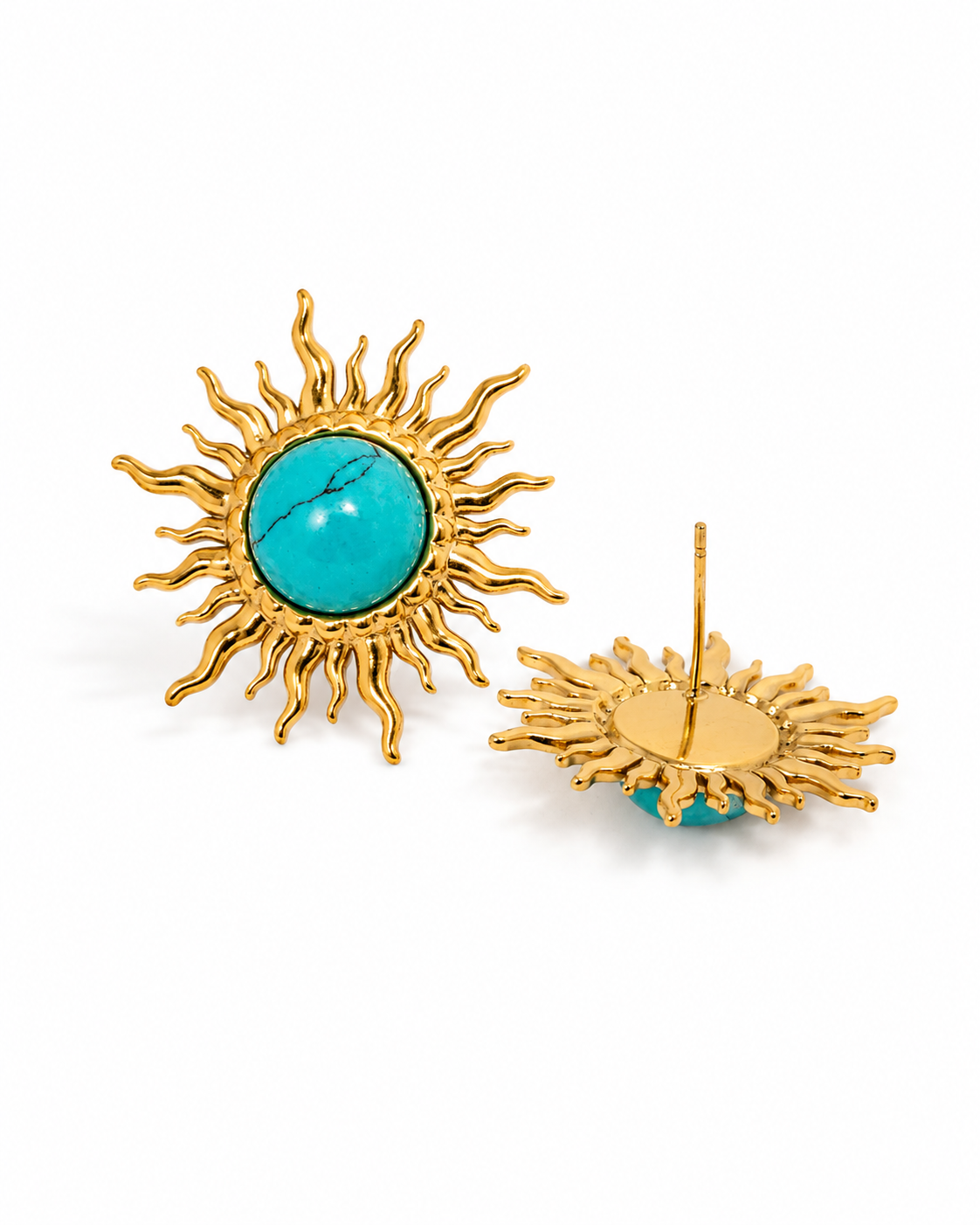 Solara փիրուզագույն Sunburst Statement ականջօղեր