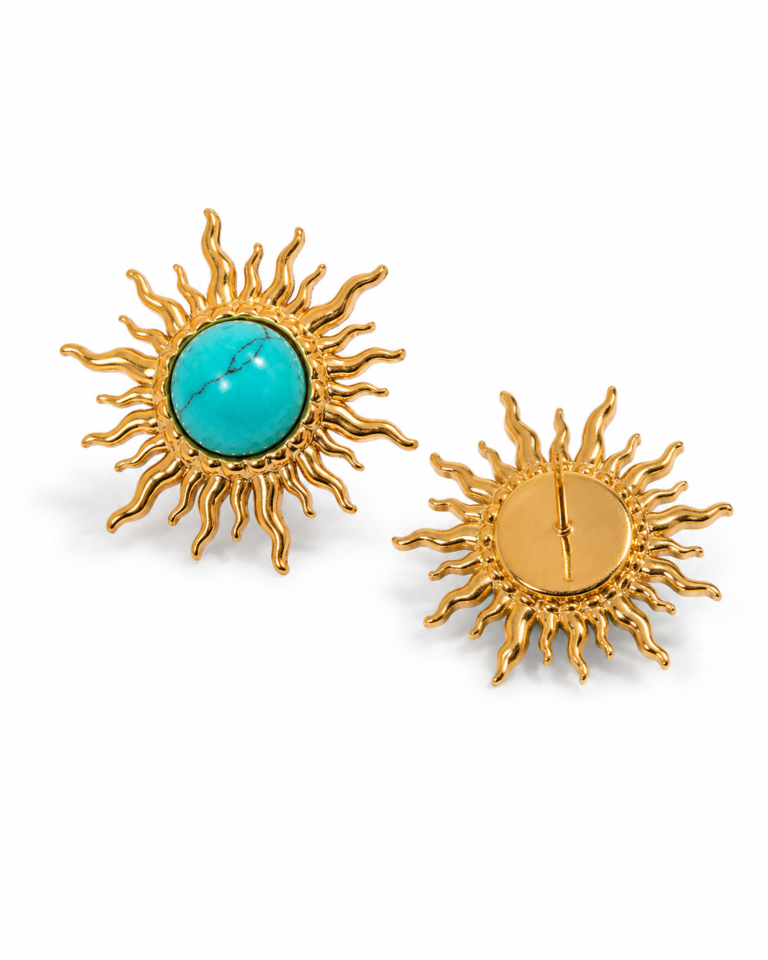 Solara փիրուզագույն Sunburst Statement ականջօղեր