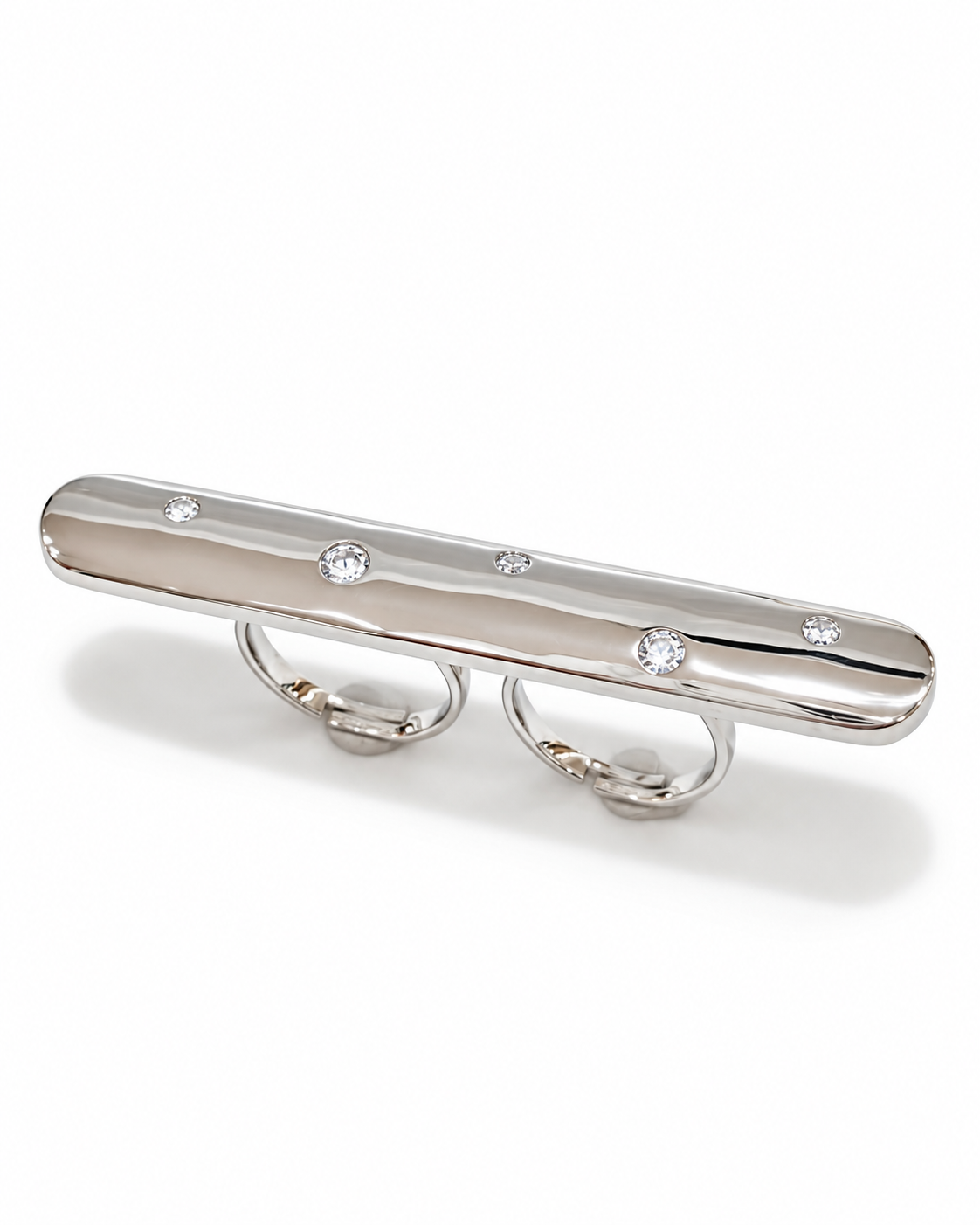 Crystal Bar Double Finger Ring