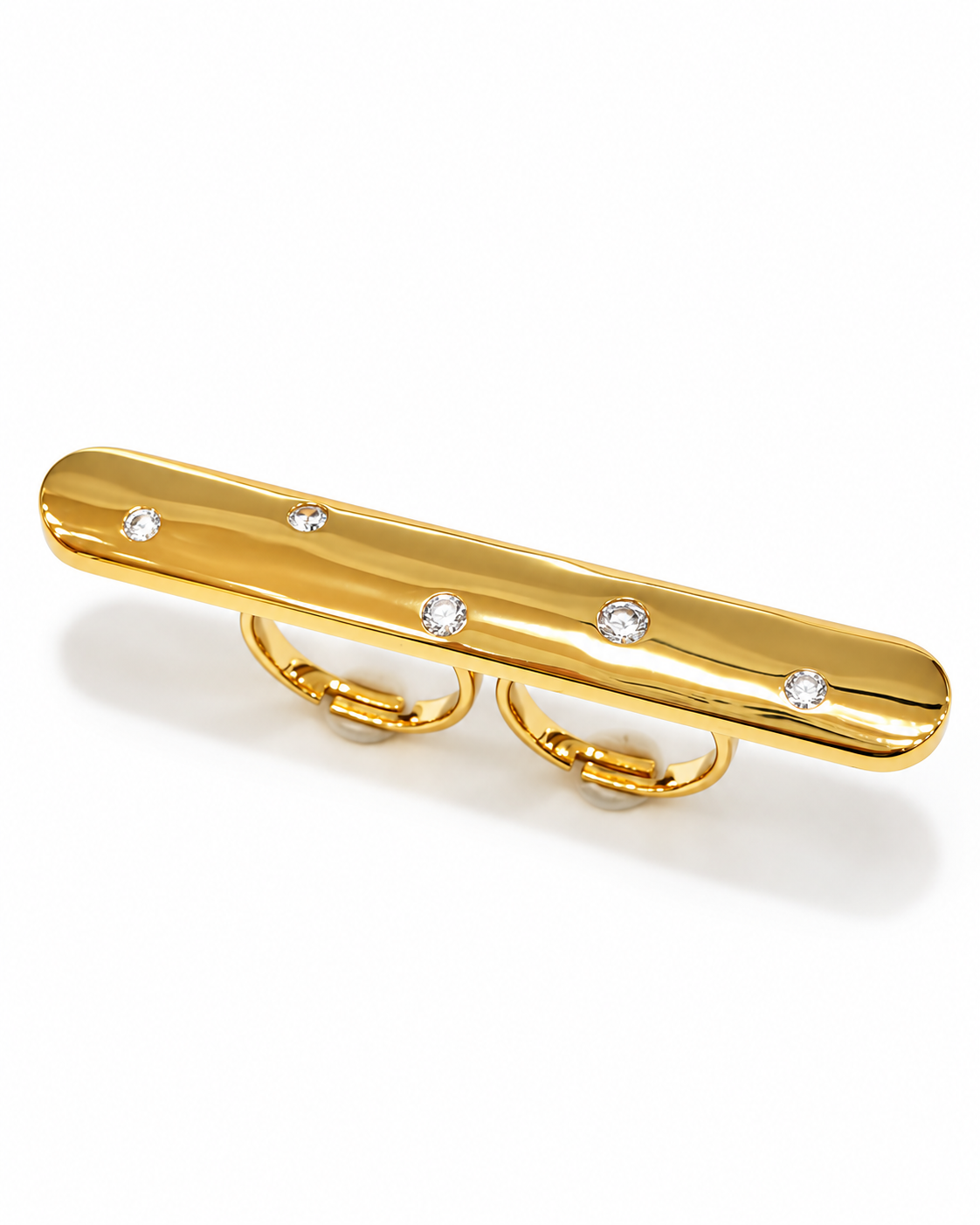 Crystal Bar Double Finger Ring