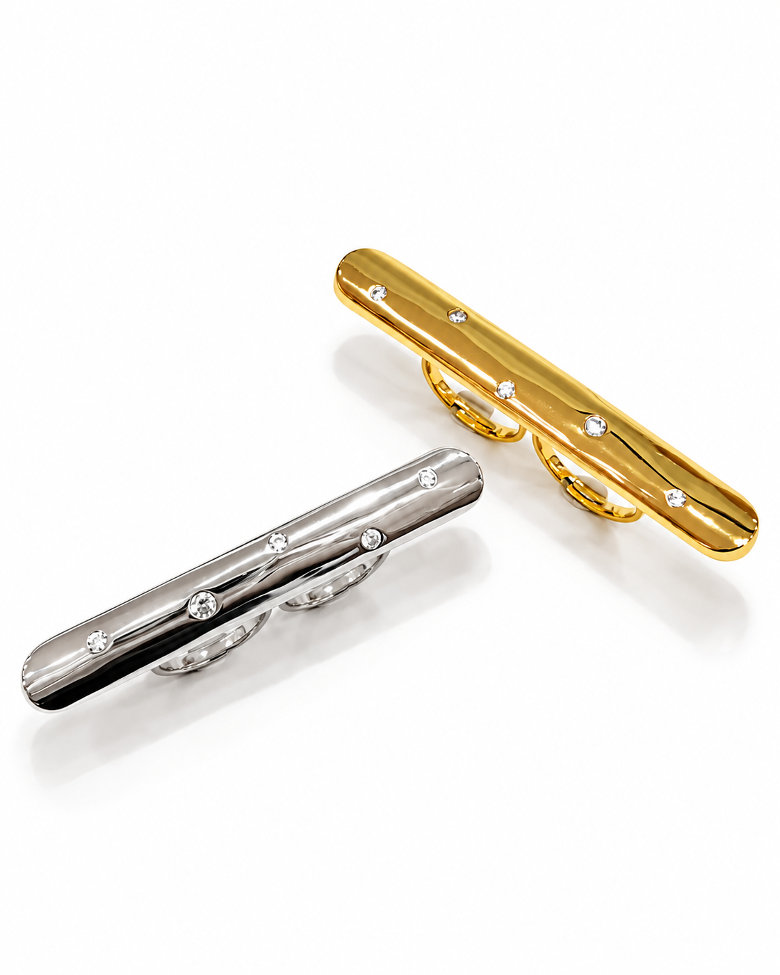 Crystal Bar Double Finger Ring