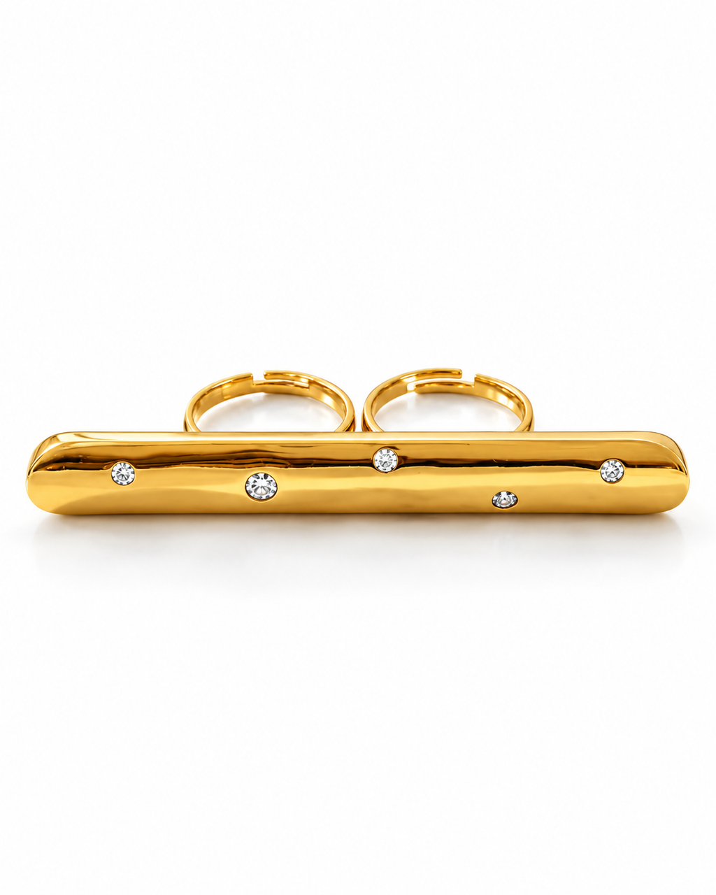 Crystal Bar Double Finger Ring