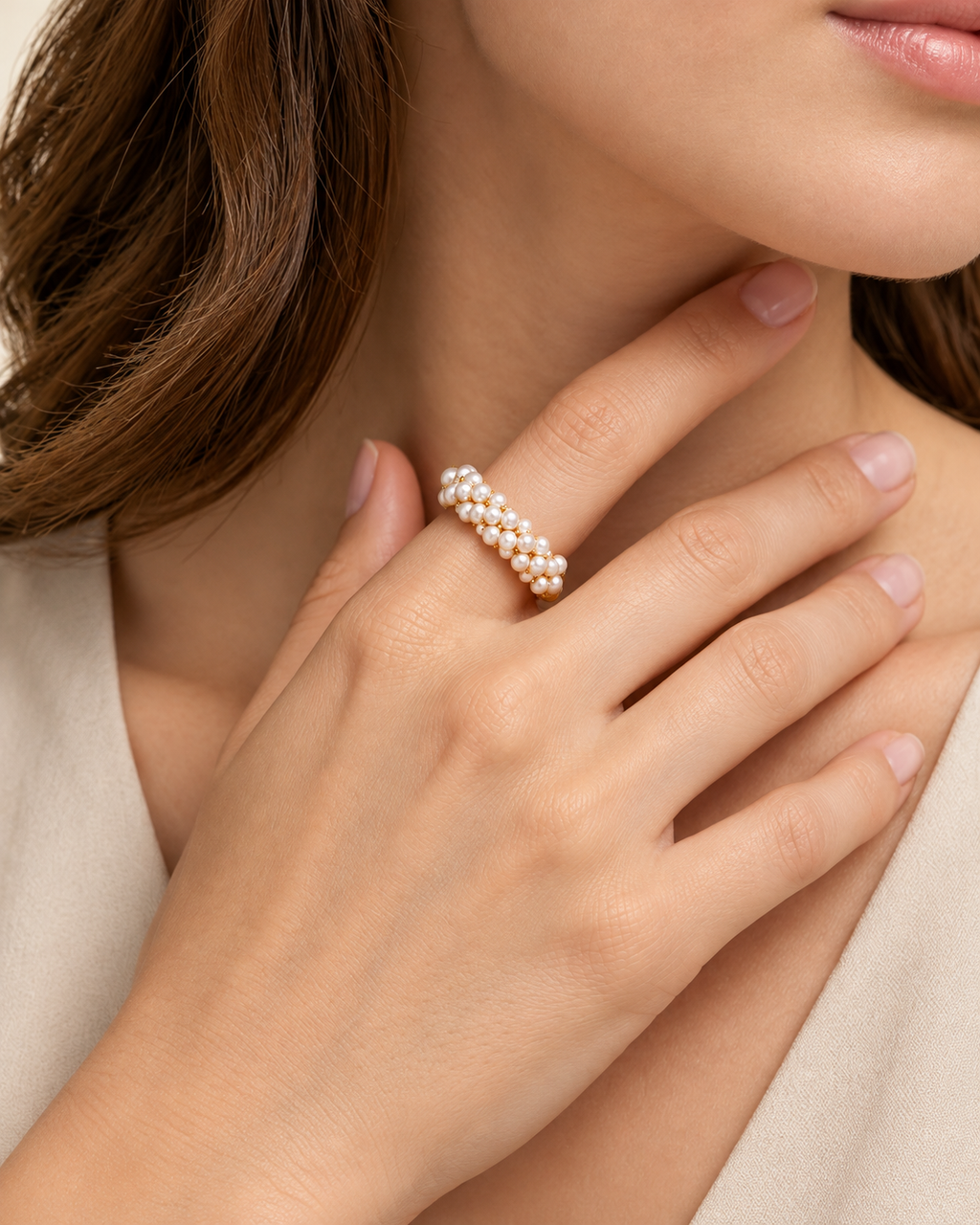 Pearl Cluster Open Ring