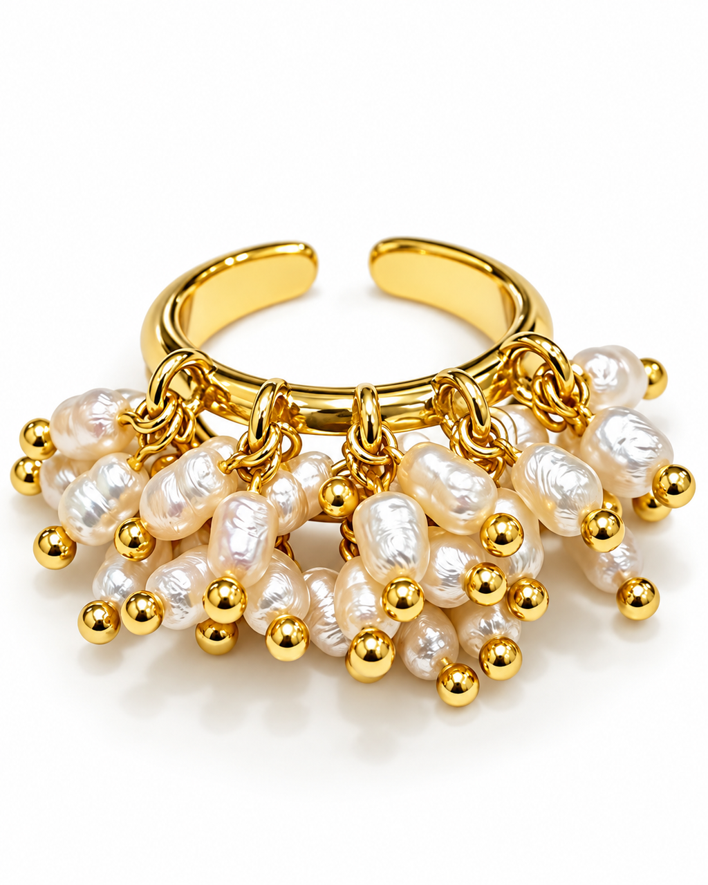 Pearl Charm Statement Ring