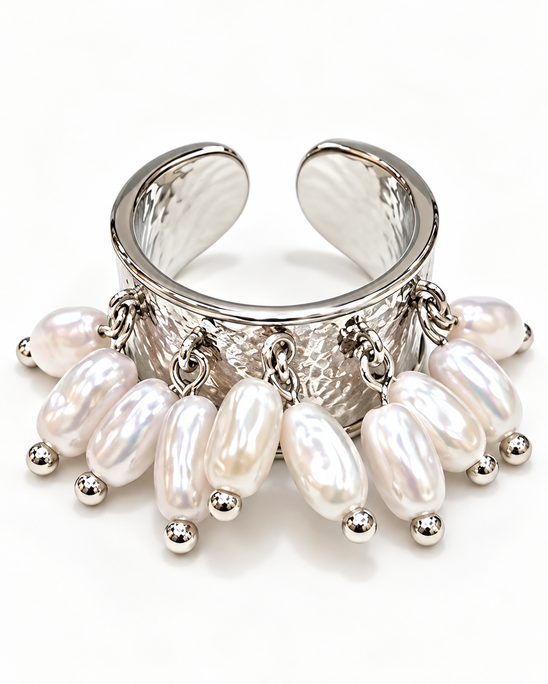 Pearl Drop Statement Cuff Ring