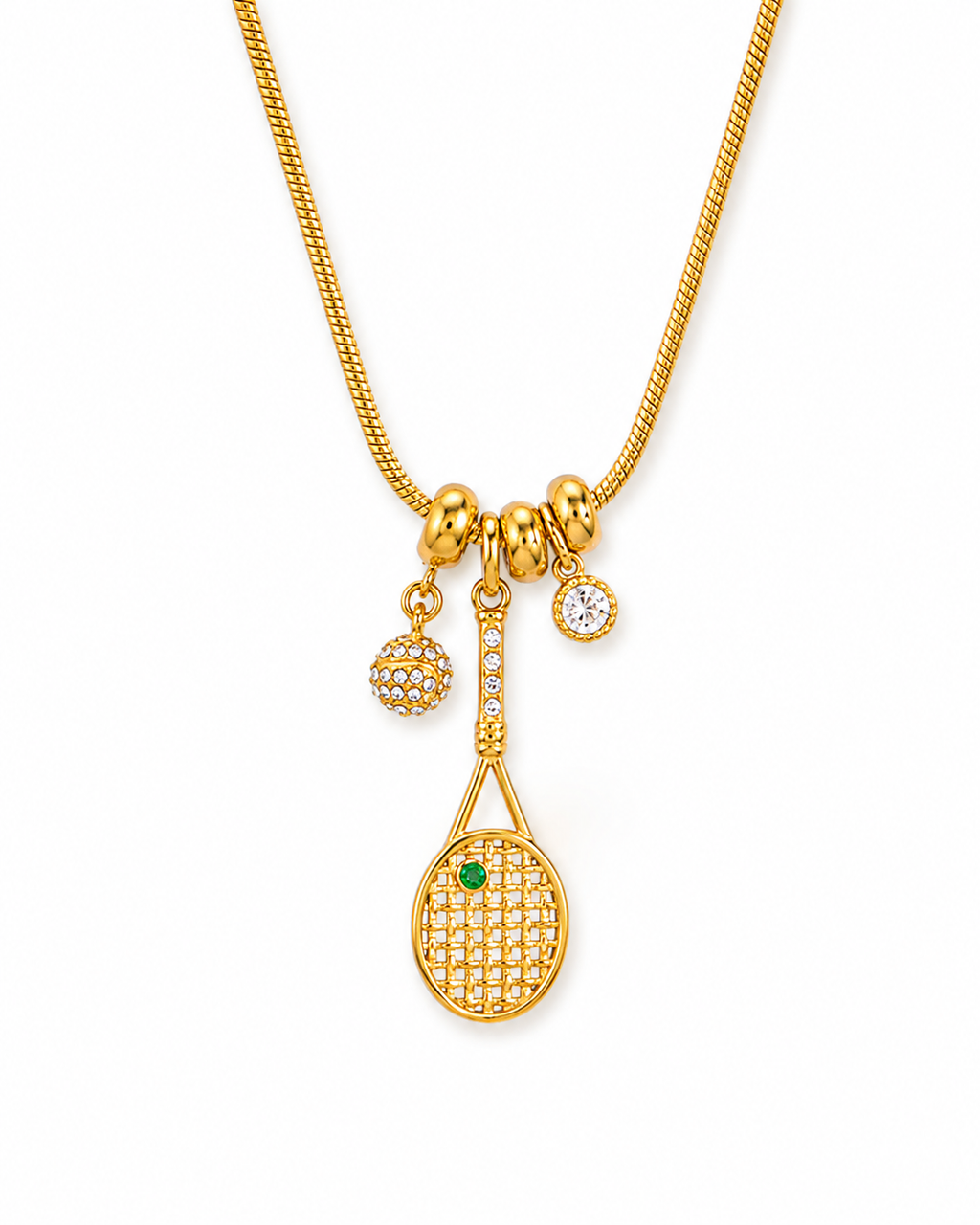 Gold Tennis Racket Necklace