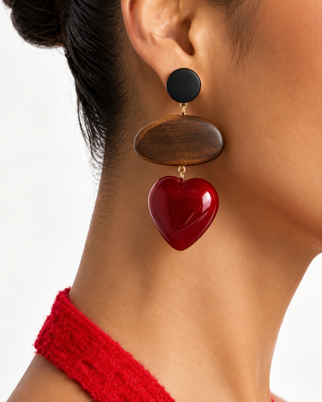 Heart Drop Statement Earrings