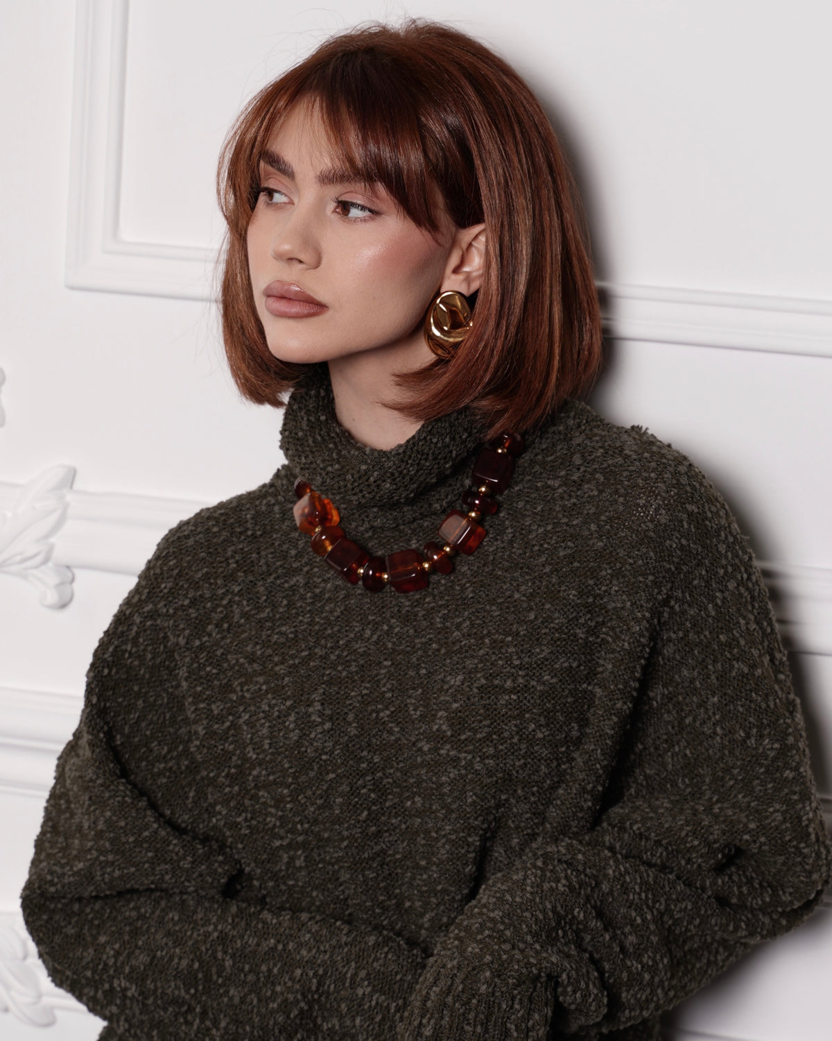 Oversized Textured Knit Turtleneck Sweater