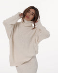Oversized Textured Knit Turtleneck Sweater