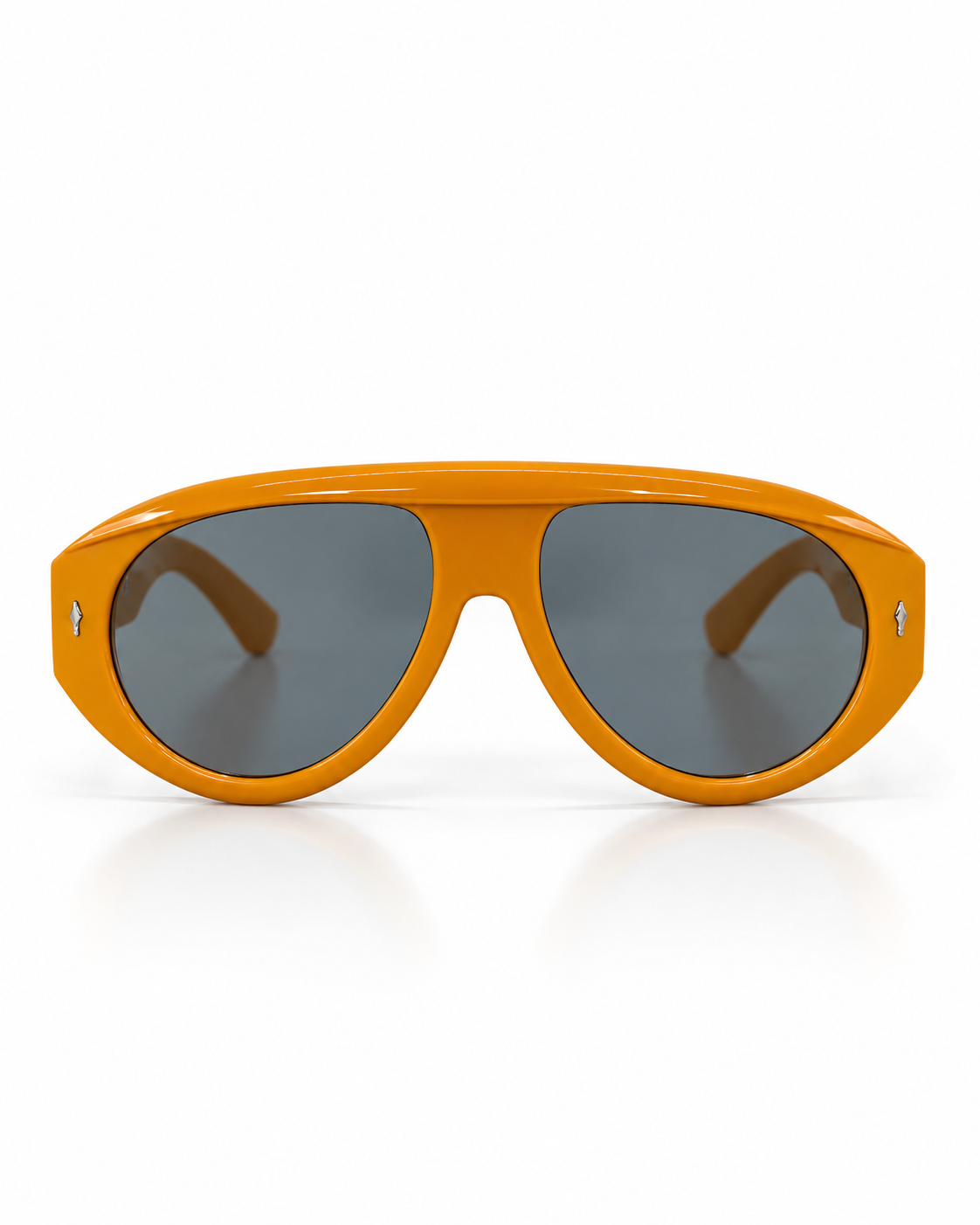 Front view of orange statement sunglasses